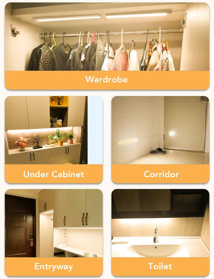 Under Cabinet Lighting LED Motion Sensor Lights Plug in Indoor, 16 inch 500LM 12V Under Counter Super Bright Ultra Thin Magnetic for Kitchen/Closet/Hallway/Toilet/Garage(Cool White/6000K)