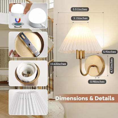 Rechargeable Battery Operated Wall Sconce Sets of 2, 15 Colors Wireless gooseneck Black Wall Lights Fixture with Dimmable Bulbs and Remote, Not Hardwired Wall Mounted Lamps for Bedroom Living Room