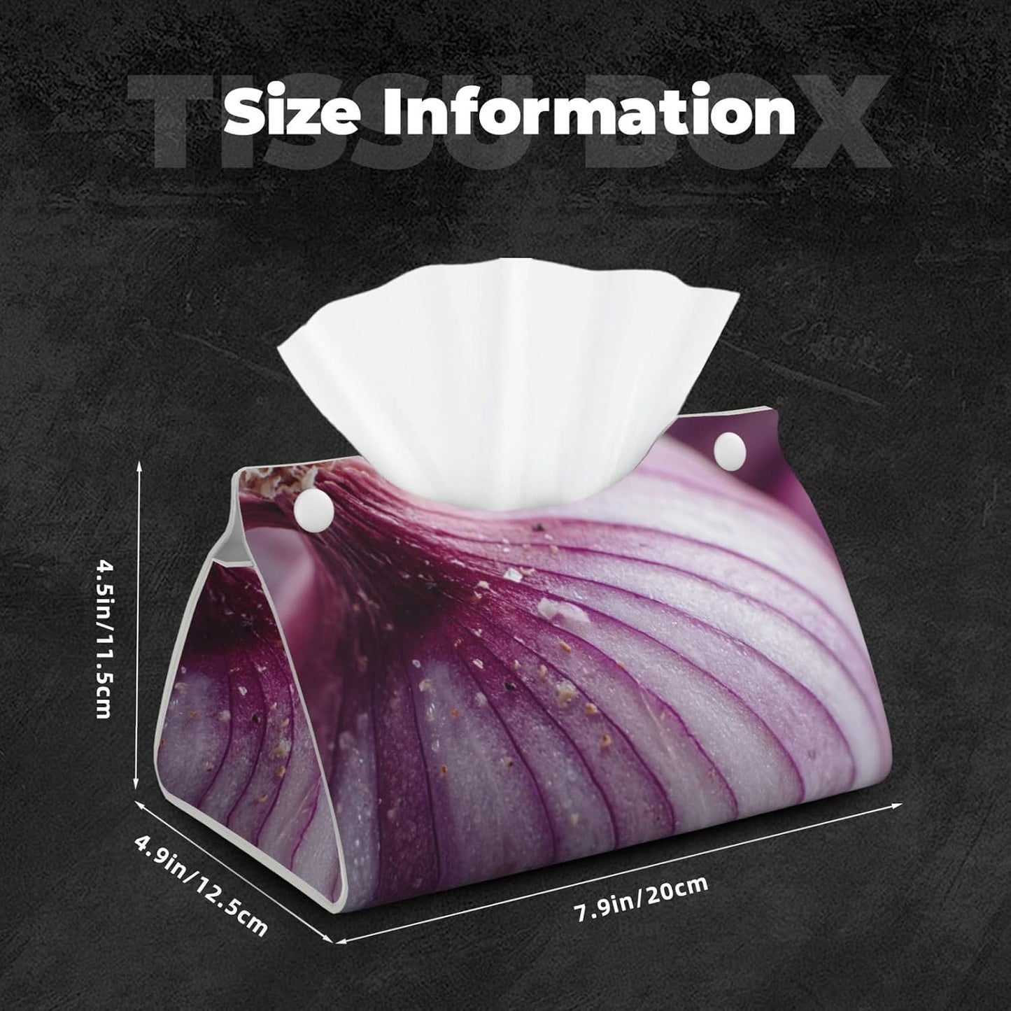 Cut Onion Tissue Box Cover Rectangle Pu Leather Tissue Box Holder for Car Bathroom Bedroom Desk Tabletop Decor