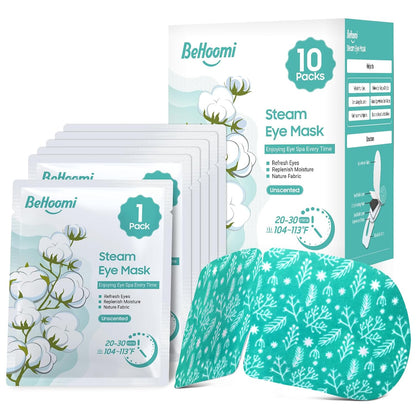 BeHoomi Steam Eye Mask, 10Packs Heated Eye Mask, Self Heating Disposable SPA Warm Compress for Eyes Sleep Mask, Travel Essentials & Relaxation Gifts for Women (Lavender Scent)