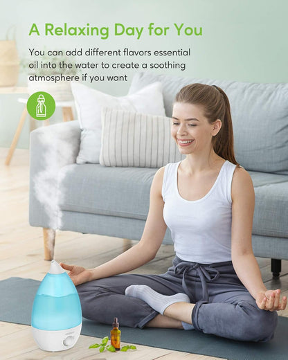 MEGAWISE 3.5L Cool Mist Humidifier – Ultra-Quiet Ultrasonic Vaporizer with Top-Fill Design, Essential Oil Diffuser, 7-Color Night Light & Auto Shut-Off