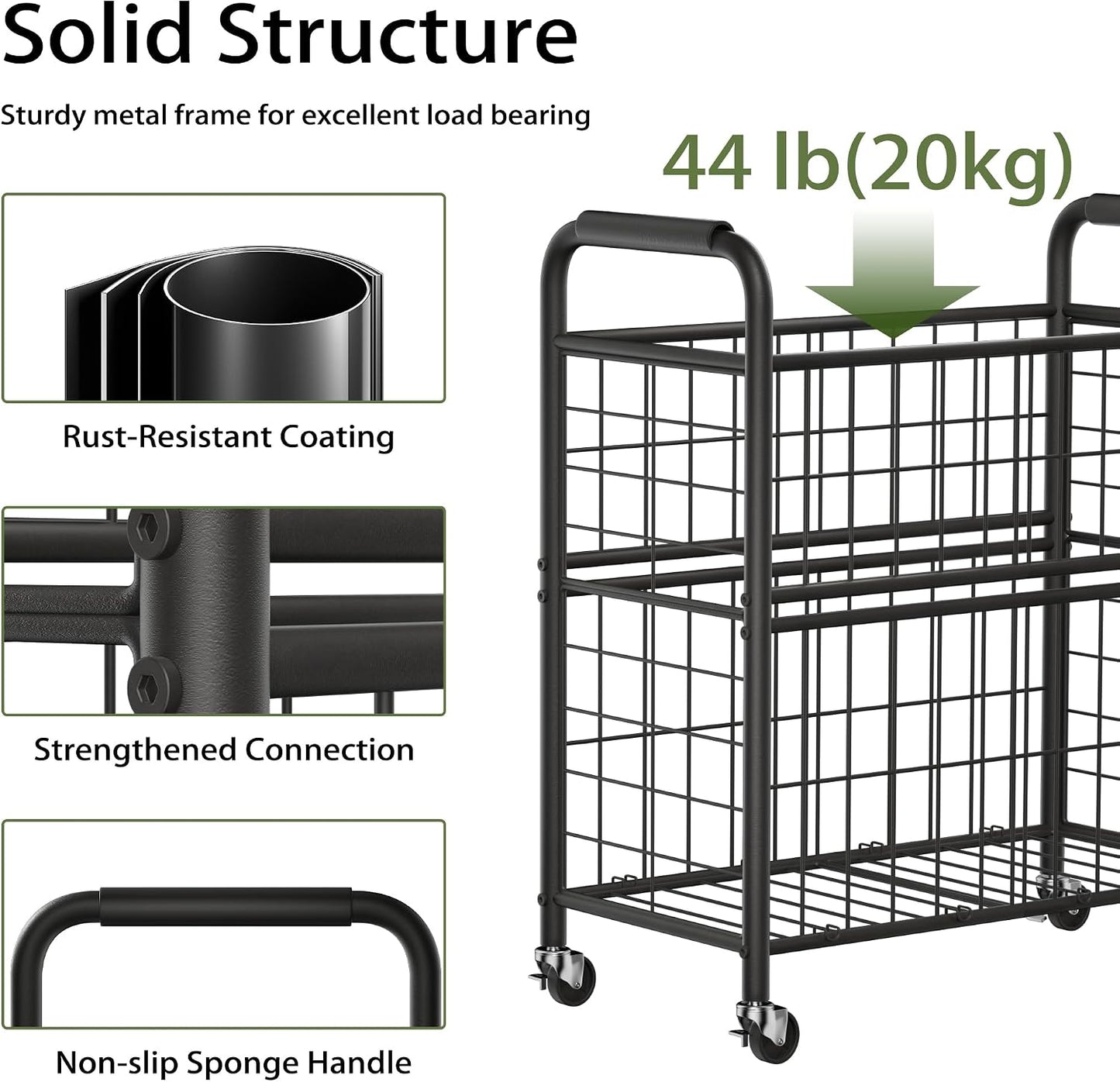 110L Rolling laundry Sorter Hamper Basket 2 Section with Wheels | Laundry Cart with Removable Bag, Clothes Organizer, Bedroom, Bathroom, Laundry Room, Dorm Use