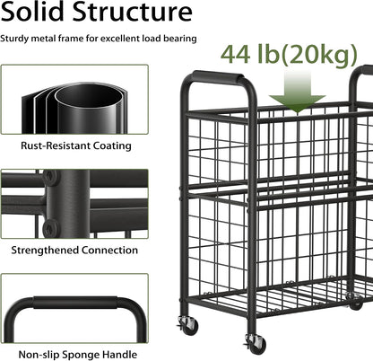 110L Rolling laundry Sorter Hamper Basket 2 Section with Wheels | Laundry Cart with Removable Bag, Clothes Organizer, Bedroom, Bathroom, Laundry Room, Dorm Use