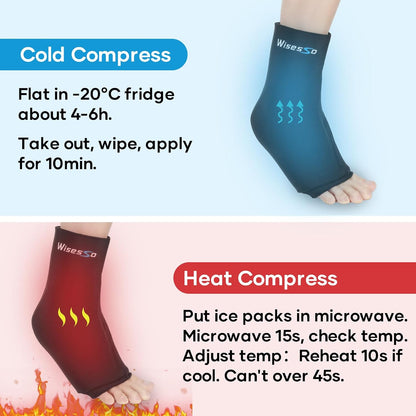 Ankle Ice Pack Wrap, Achilles Tendonitis Brace, Hot & Cold Compress | Resuable Ankle Ice Pack for Injuries, Swelling, Plantar Fasciitis, Sprained, Pain Relief (Black, 1 Pack)