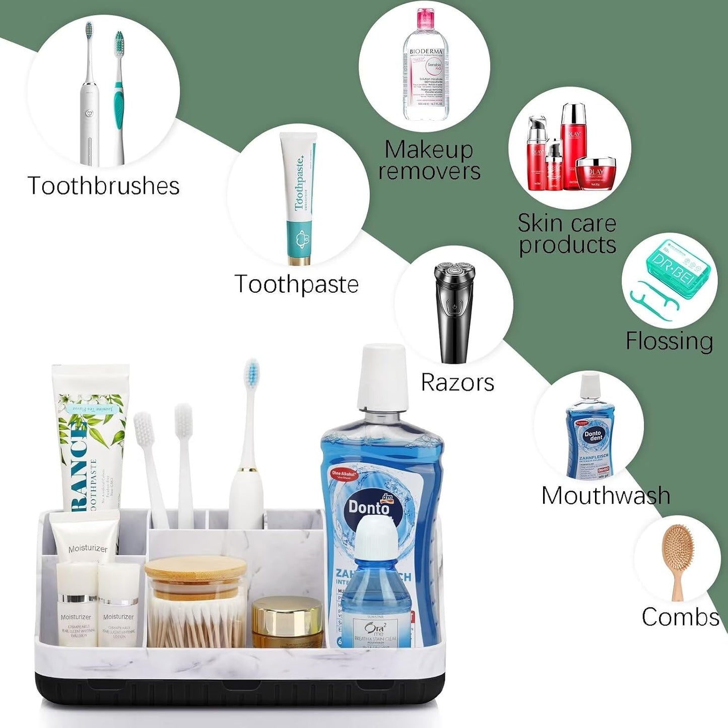 GFWARE Black Toothbrush Holder - 7 Slots Bathroom Organizer Countertop with Drainage Matte Black Electric Toothbrush and Toothpaste Holder for Bathroom Accessories Organization Vanity Sink Storage | Detachable 7 Slots Matte Black Kid Electric Toothbrush