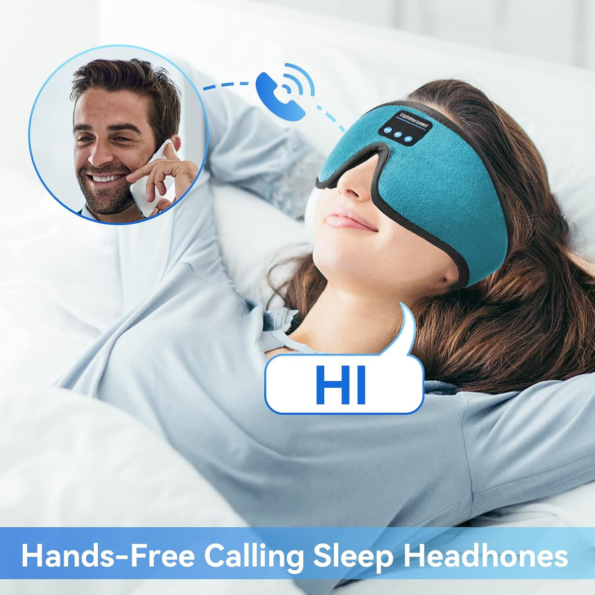 Sleep Headphones, Bluetooth 5.0 Wireless 3D Eye Mask, Lightimetunnel Washable Sleeping Headphones for Side Sleepers With Adjustable Ultra Thin Stereo Speakers Microphone Hands Free for Insomnia Travel