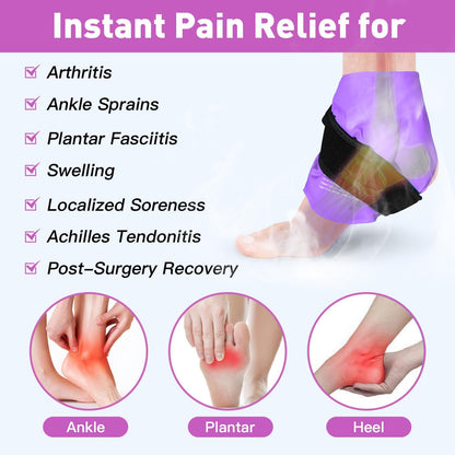 RelaxCoo Ankle Ice Pack Wrap for Swelling, Reusable Gel Ice Pack for Ankle Injuries, Cold Compress Therapy for Foot Pain Relief, Achilles Tendonitis, Plantar Fasciitis, Sprains