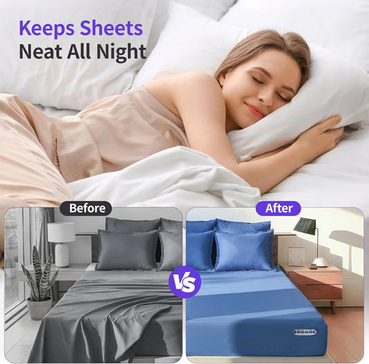 Bed Sheet Holders - 4 Pack Foldable Sheet Fasteners for Mattress Corners, Open Corner Bed Sheet Holder Clips with Gentle Sliding Locks, Tug-Proof Sheet Grippers Keep Sheets Tight All Night