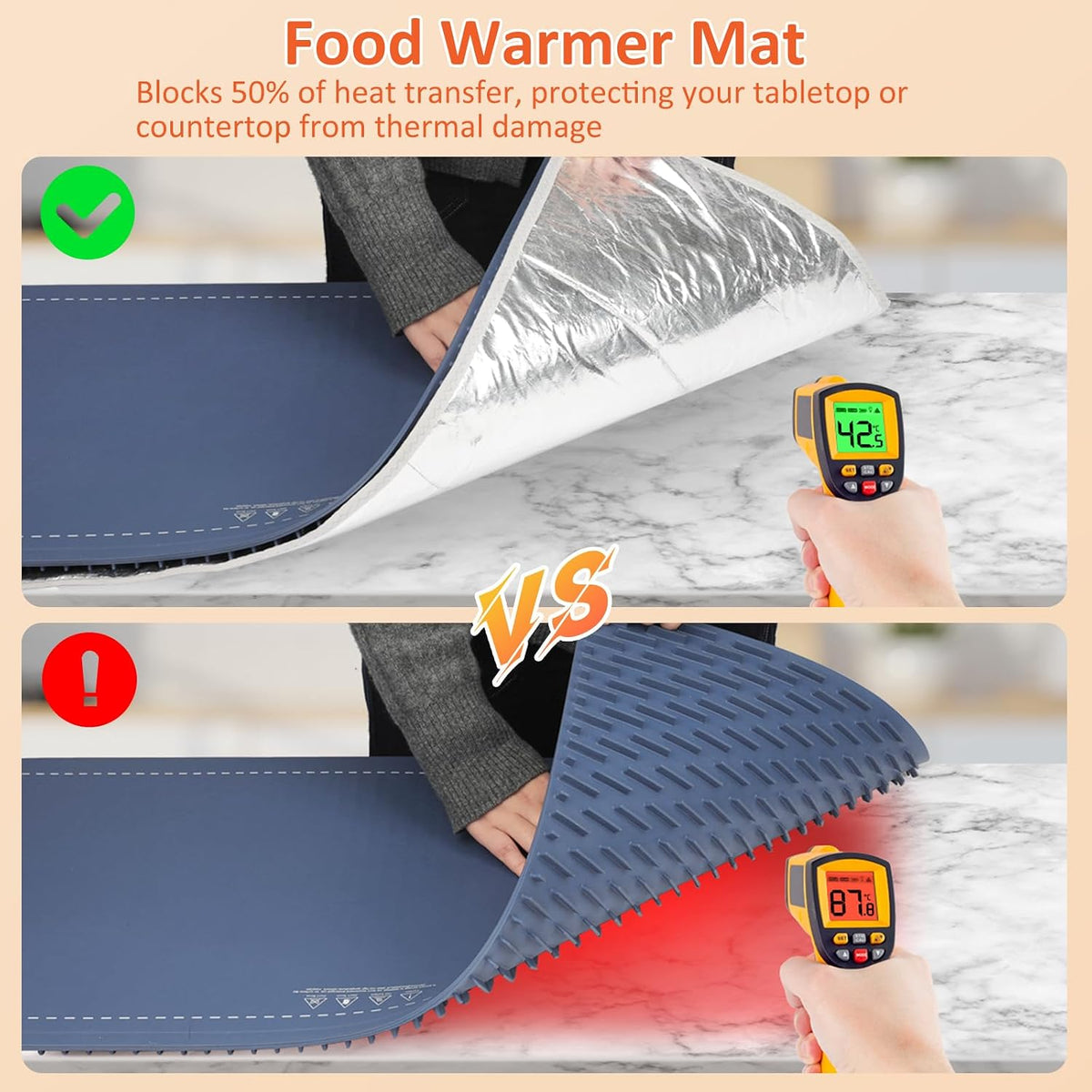 Warming Mat for Food,36"x16" Large Food Warmer Mats for Countertop (Gray)