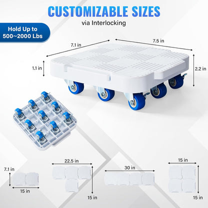 Appliance Rollers,Furniture Sliders,4 Moving Dollys Connectable | 360° Rotation Furniture Dolly Heavy Duty Furniture SlidersTool Set Moving Refrigerator Sliders Sofa Moving Sliders