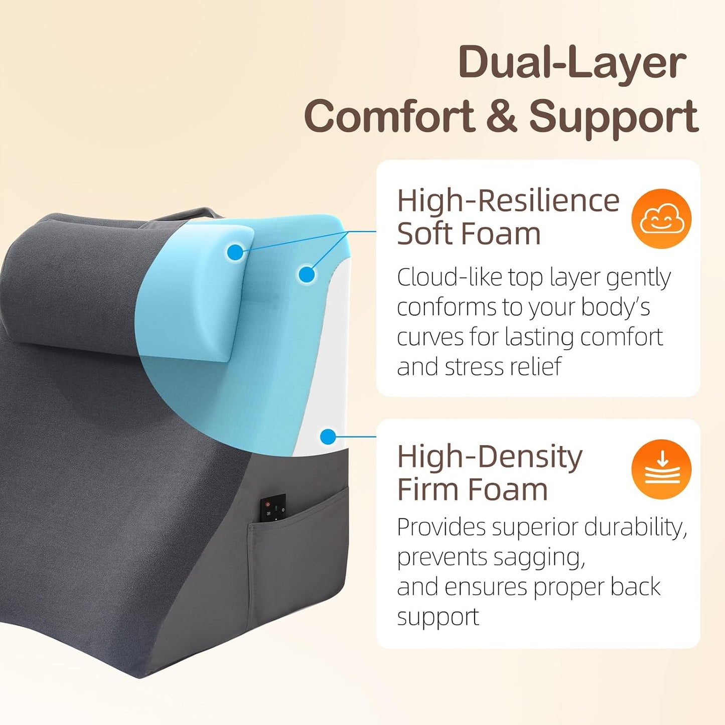 Vekkia 21” Back Rest Pillow with Dual-Layer Foam for Reclining and Sitting | U-Shaped Dual-Position Back Pillow, Cozy Wrapped Feel, Ideal for TV, Rest, or Naps, Washable Cover, Fits Bed & Sofa, Gray