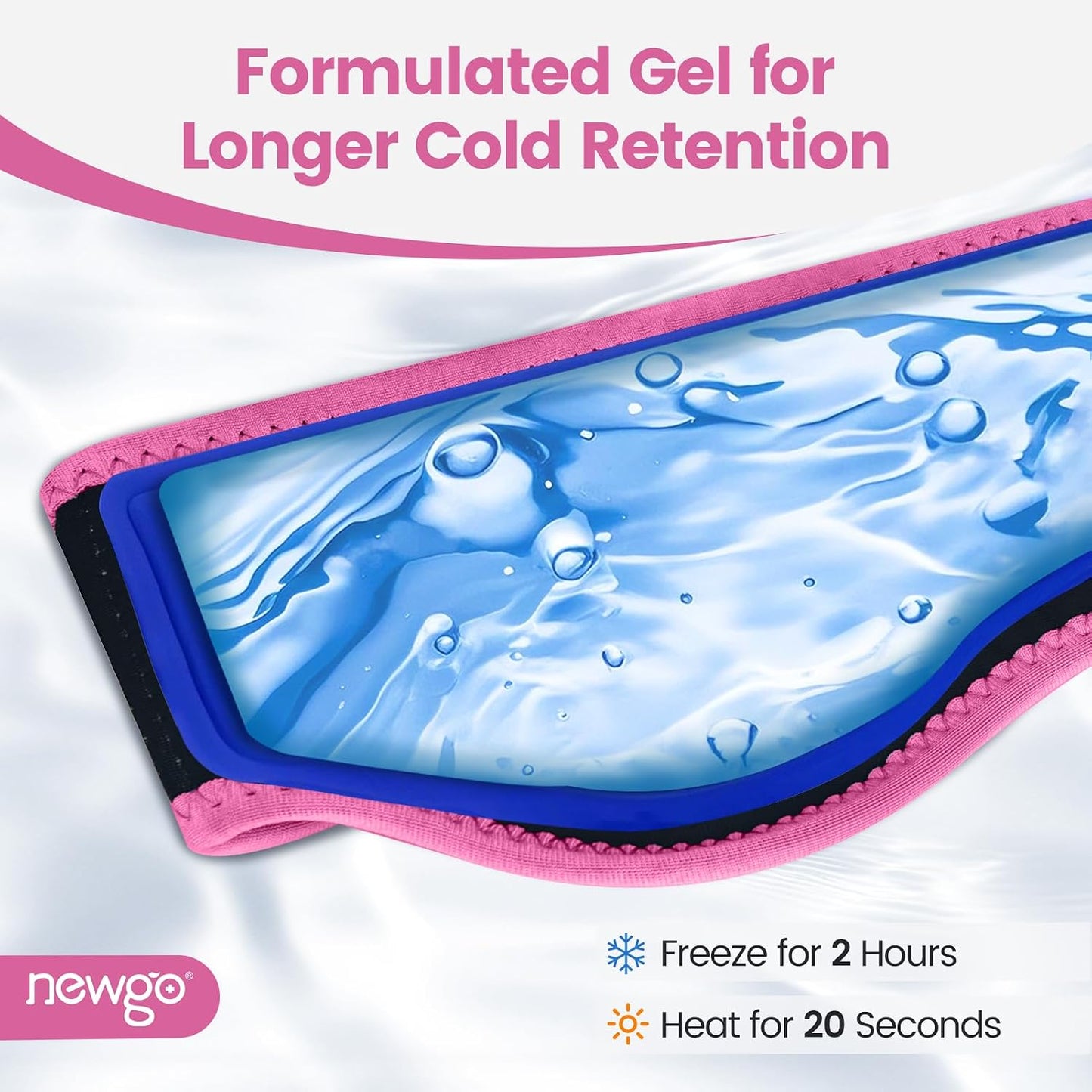 NEWGO Headache Ice Pack Head Wrap for Migraines, FSA Eligible | Reusable Head Ice Wrap, Removable Machine Washable, Soothes Tension Headaches, Sinus Pain, Chemo Discomfort, and Hot Flash