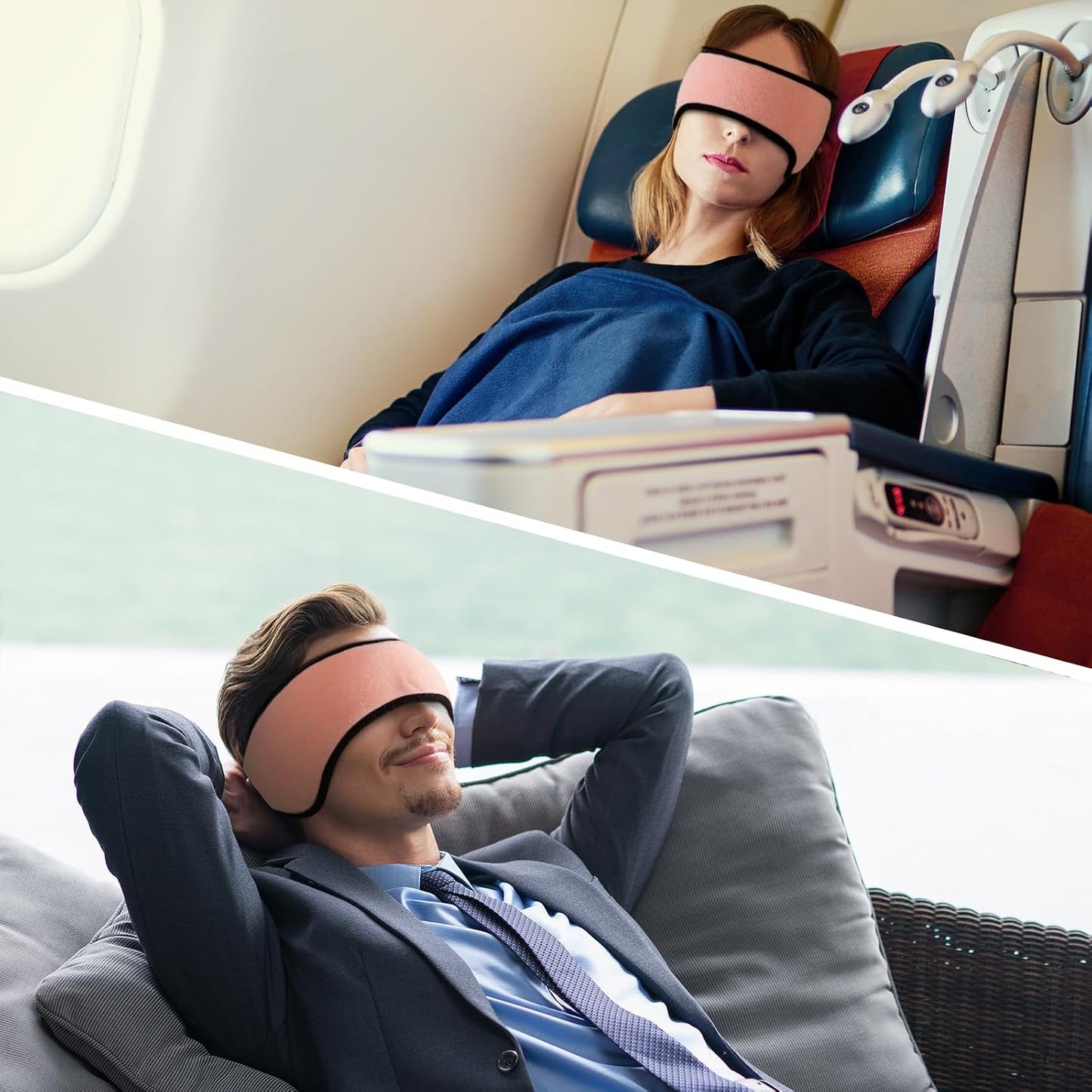 Sleep Mask, Eye Mask for Sleeping with Heads Adjustable, Earmuffs for Sleep for Men & Women, 2 in 1 Ear Mask and Blindfold, Soft Dual-Sided All-Season Eye Cover for Side Sleepers (Black)