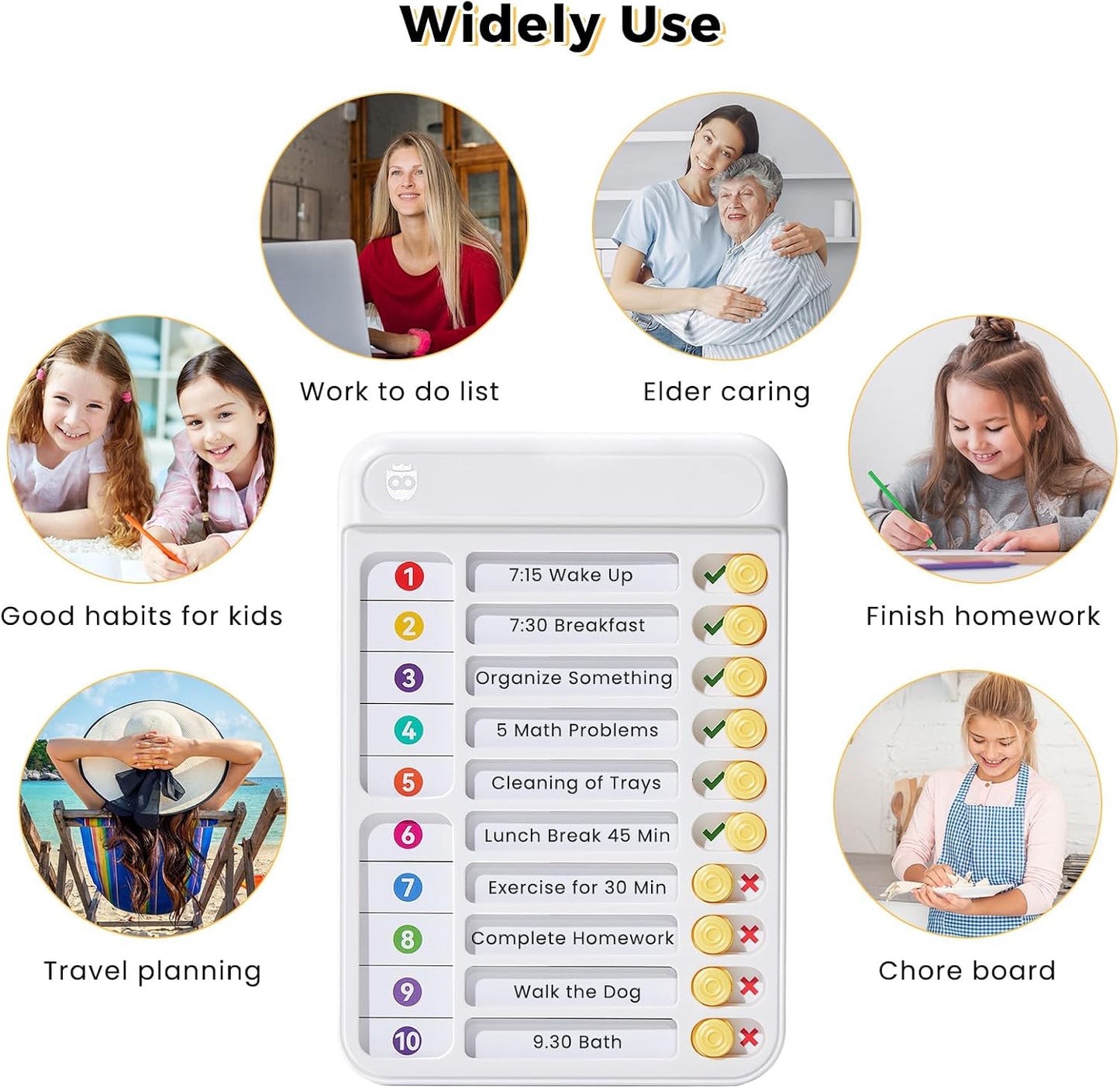Chore Chart for Kids with Timer, 21 PCS Checklist Magnetic Schedule Board, ADHD Tools with 99-Min Countup/Down Visual Timer, Bedtime/Morning/Daily Routine Chart Dry Erase to Do List with Slider(White)