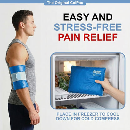 Chattanooga ColPac, Reusable Gel Ice Pack, Cold Therapy for Neck, Shoulder, Upper Back for Headaches, Inflammation, 23" Neck Contour, Blue Vinyl, with a Lumintrail Drawstring Bag