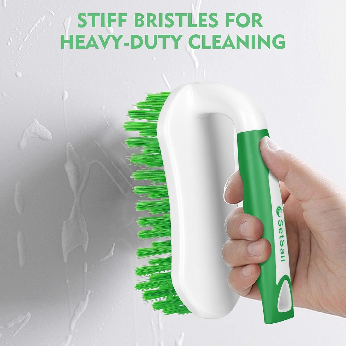 SetSail Scrub Brush, Heavy-Duty Scrub Brushes for Cleaning with Stiff Bristles Cleaning Brush for Shower, Bathroom, Carpet, Kitchen and Bathtub Scrubber - 2 Pack | Durable Bristles Ergonomic Non-Slip Tpr Grip. U-Style Hanging Loop for Storage. Use for