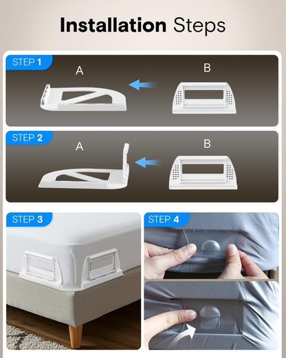 Bed Sheet Holders for Corners, Fitted Sheet Holder with Locks, 4 Set