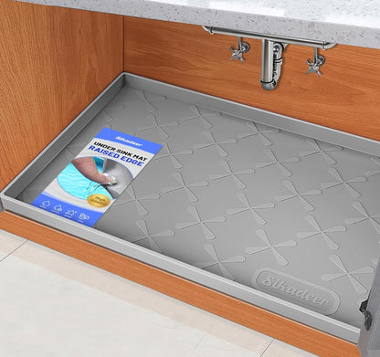 Waterproof Under Sink Mat 34" x 22", Silicone Mat Kitchen liner | BPA-Free Silicone Tray with Raised Lip Protect Cabinets from Leaks, Versatile Home Organizer for Bathroom, Pets, Boots, Floor