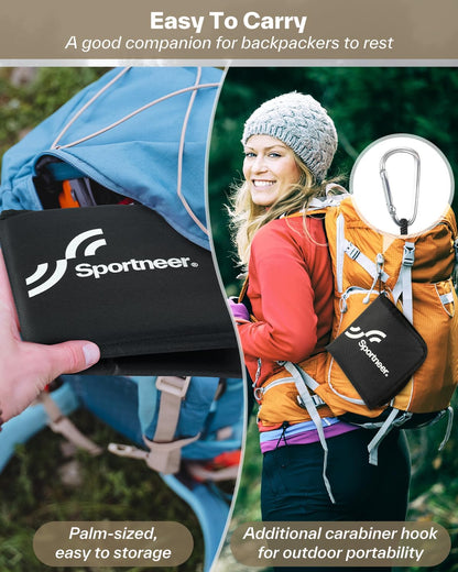 Sportneer Sitting Pad, 0.13lbs Lightweight Waterproof Folding Seat Pad for Backpacking, 15.75'' x 15.75'' Portable Camping Seat Mat for Hiking, Picnics & Outdoor Use