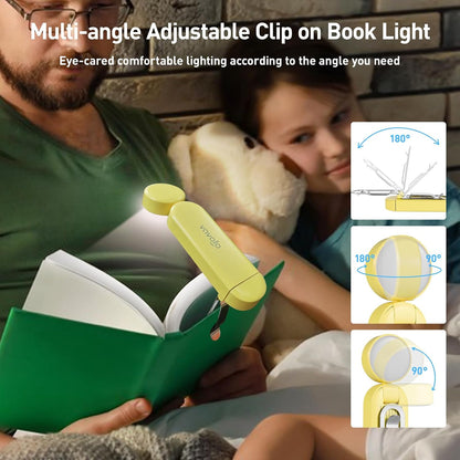 VAVOFO USB Rechargeable Bookmark Reading Light, Blue Light Blocking Amber LEDs for Bedtime Reading - Clip On, 9 Lighting Modes