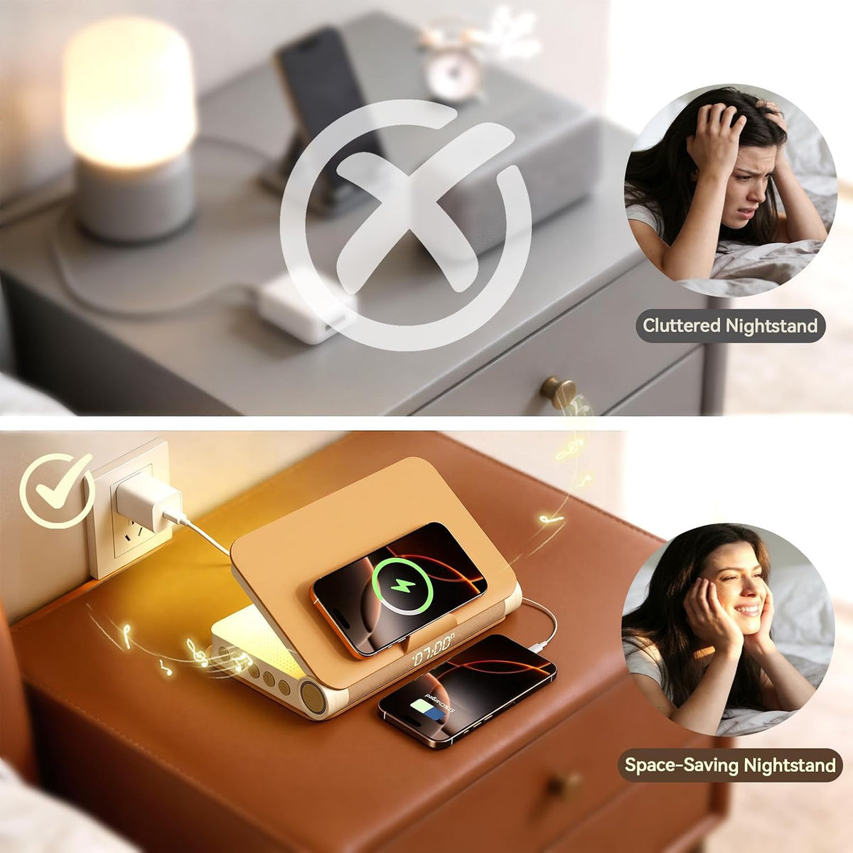 Vivilumens Speaker Bluetooth Wireless Charging 5 in 1 Speaker Loud for Adults Teens Aesthetic Book Shape Sunrise Gentle Wake Up Light for Bedroom Decor Bedside Tech Gifts