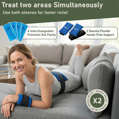 4PK Flexible Gel Ice Packs for Injuries Reusable - Gel Ice Pack Cold Compress for Knee, Back, Neck, Wrist, Hand, Elbow, Ankle Pain Relief - 9.5" x 4.5"