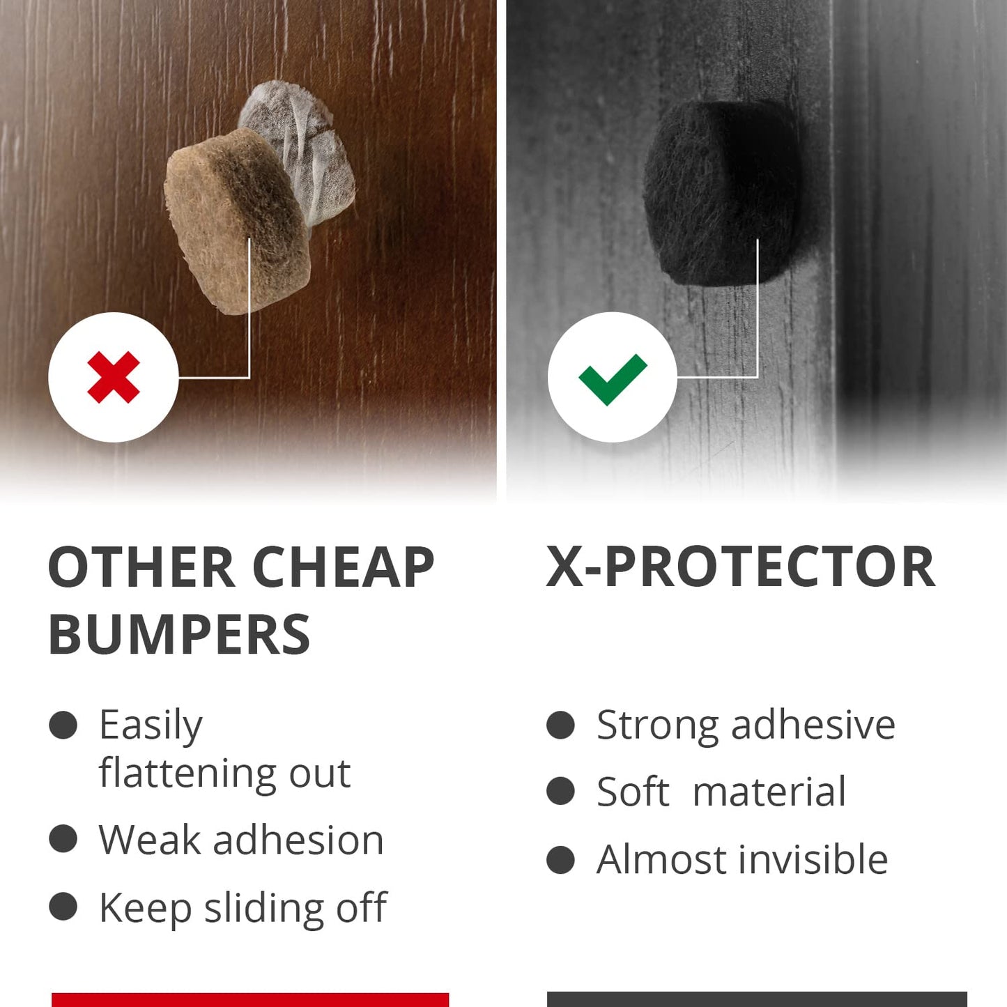 Cabinet Door Bumpers X-Protector 100 PCS – Small Felt Pads 3/8” (Brown) | Ideal Felt Bumpers – Self-Adhesive Thick Felt Dots – Bumper Pads to Protect Glass & Other Surfaces!