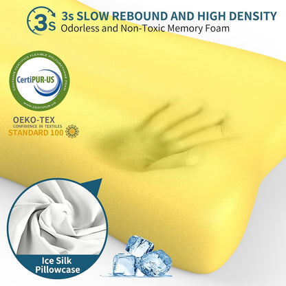 Polovo Cervical Neck Pillow for Pain Relief - Ergonomic Side Sleeper Pillow for Deep Sleep, Contour Memory Foam Pillows for Sleeping Bed Pillow for Side Back Stomach Sleepers(Grey)