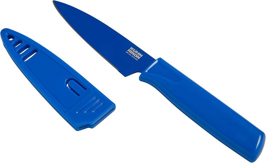 Kuhn Rikon Colori® Paring Knife – 4 Inch Japanese Stainless Steel, Nonstick Blade, Ergonomic Handle & Sheath, Yellow