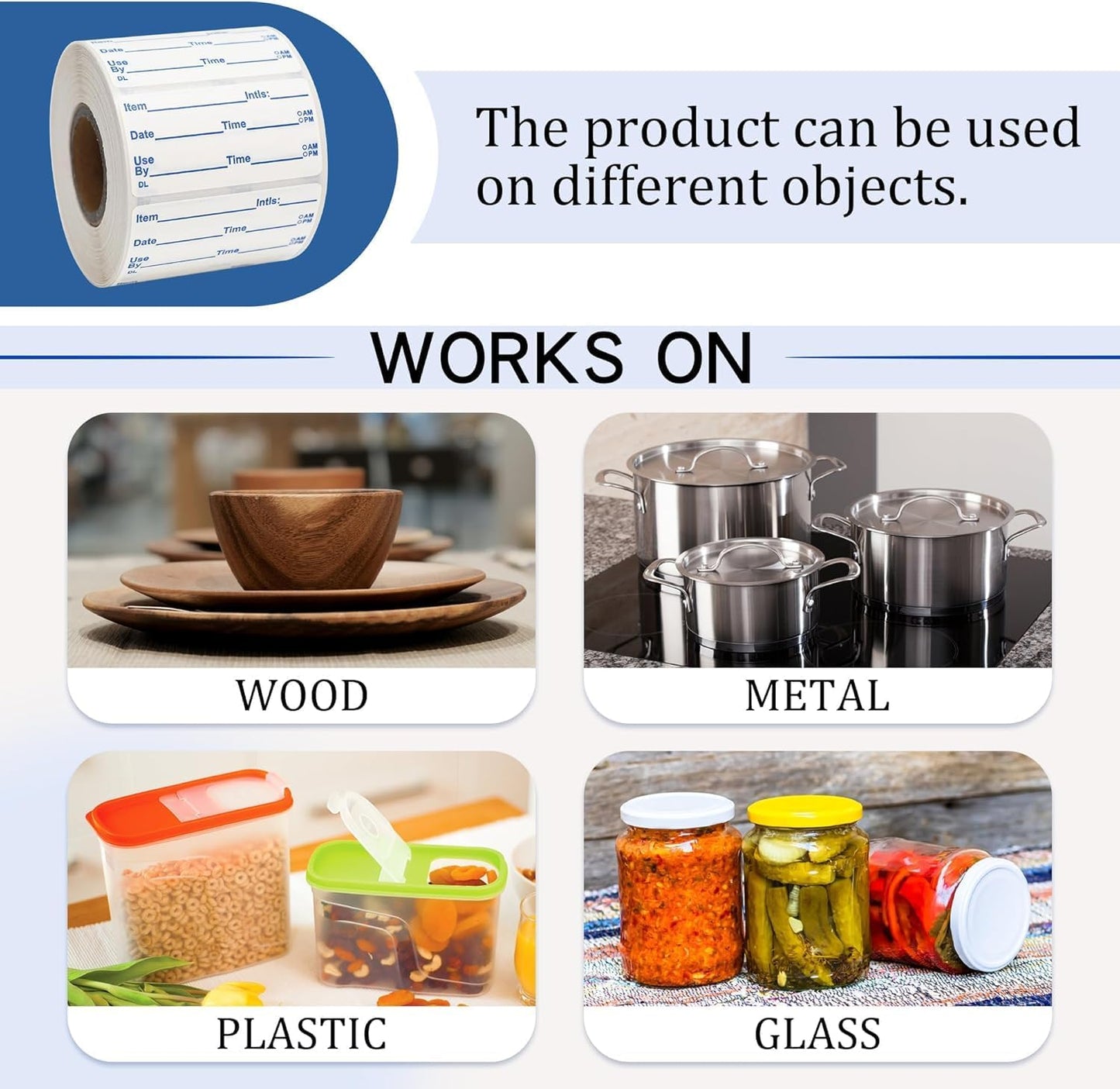 L LIKED 250 Dissolvable Labels 2"x 2" Use By Food Rotation Storage Label