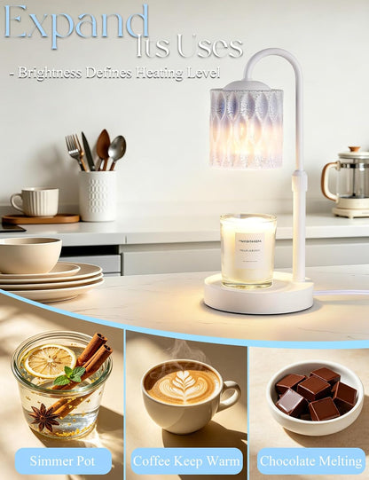 Briever Dimmable Candle Warmer Lamp with Timer, Height Adjustable Electric Candle Wax Warmer, Christmas Birthday Gifts for Women Mom, House Warming Gifts New Home Room Decor, Black Solid Wood Base