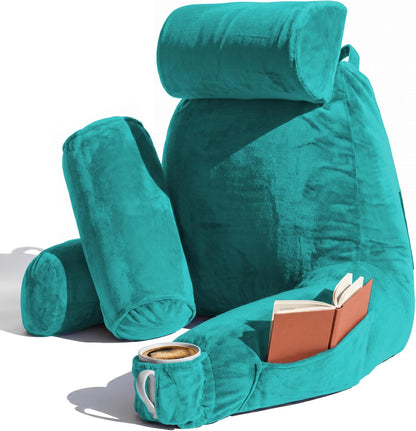 Nestl Reading Pillow with Shredded Memory Foam, Designed for Sitting Up in Bed and Couch, Back and Arms Adjustable Support for Adult & Teens Backrest Pillows for Reading, with Washable Cover Dark Grey