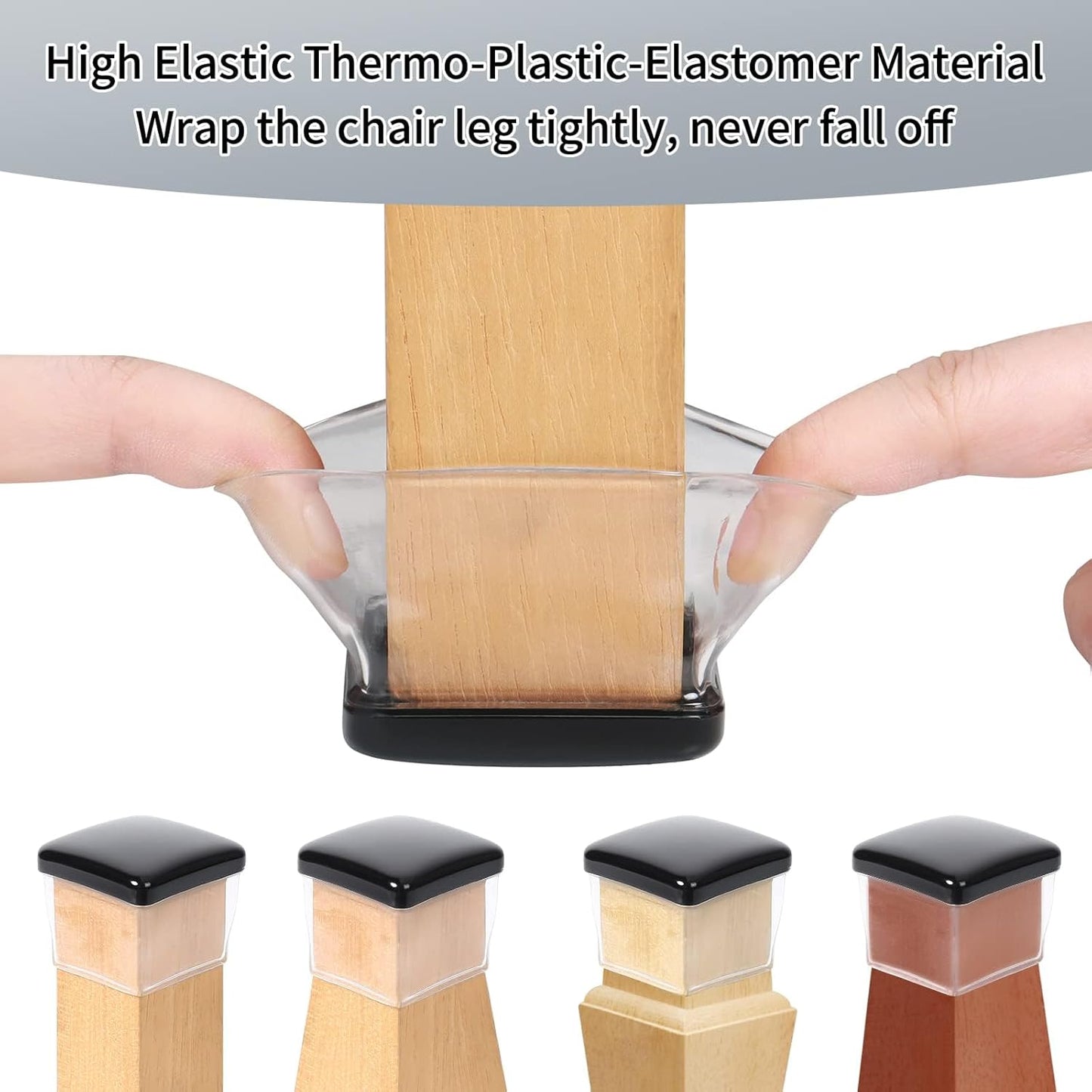 Ezprotekt Chair Leg Sliders for Carpet, 24 Pcs Square Chair Glides for Carpet, Carpet Furniture Pads Stool Leg Protectors Caps, Carpet Furniture Glides Quickly and Easily (L Fit:1" - 1.4")