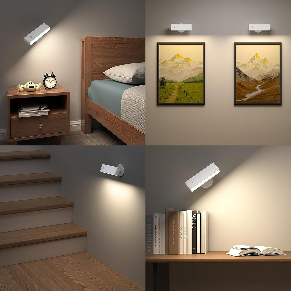 YiLaie Battery Operated Wall Sconces Set of 2, LED Wall Mounted Lights with 4000mAh Rechargeable Battery Operated, 360° Rotate Magnetic Wall Lamp, Dimmable Reading Light for Bedroom, Bedside, Black