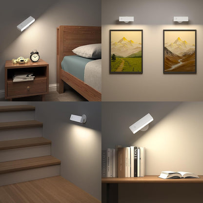 YiLaie Battery Operated Wall Sconces Set of 2, LED Wall Mounted Lights with 4000mAh Rechargeable Battery Operated, 360° Rotate Magnetic Wall Lamp, Dimmable Reading Light for Bedroom, Bedside, Black