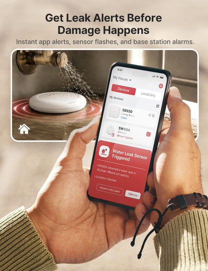 X-Sense Wi-Fi Water Leak Detector Kit, 120 dB, 3 Sensors + Base, SWS54 | Real-Time Alerts, 1804 ft Range, IP66 Waterproof, Detects Water as Low as 0.4 mm, for Sinks & Washers