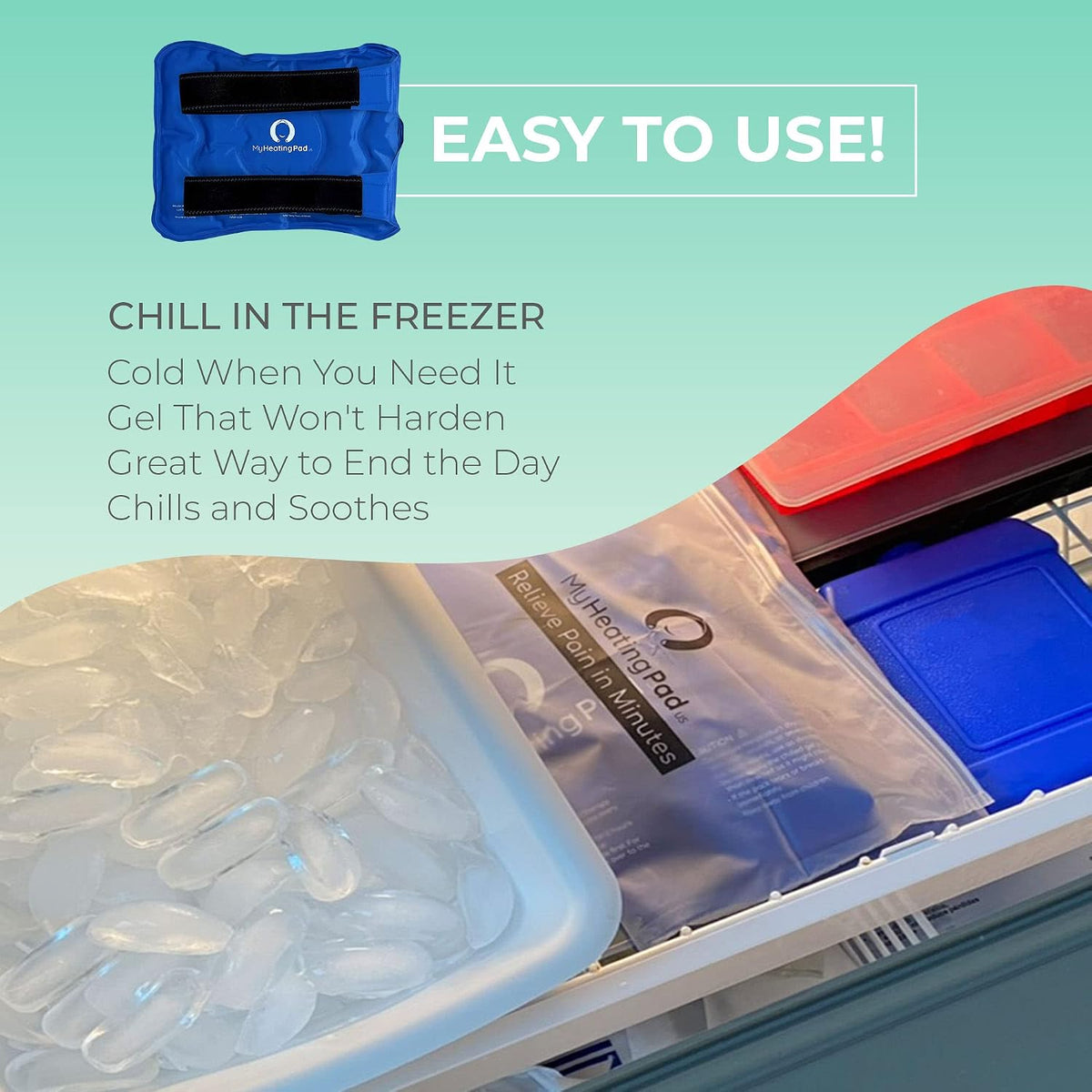 Foot and Ankle Gel Pack - Reusable Gel Ice Pack with Elastic Fastener - Cold Packs for Post-Surgery or Sport Injuries, Flexible Ice Packs - Foot Wrap and Ankle Ice Pack Wrap Compression - 1 Pack Blue