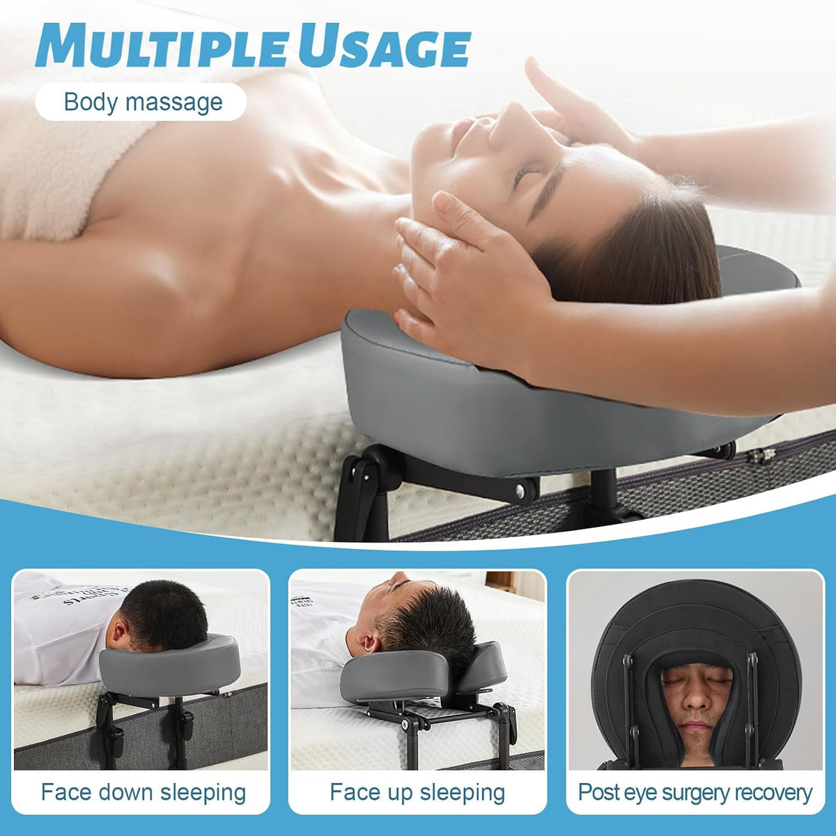 Massage Headrest for Bed, Head Holder & Face Cradle with Face Down Pillow