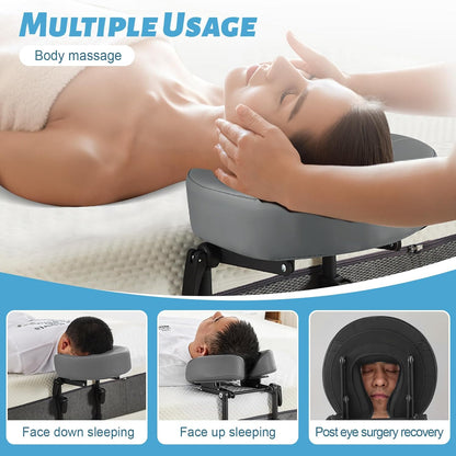 Massage Headrest for Bed, Head Holder & Face Cradle with Face Down Pillow