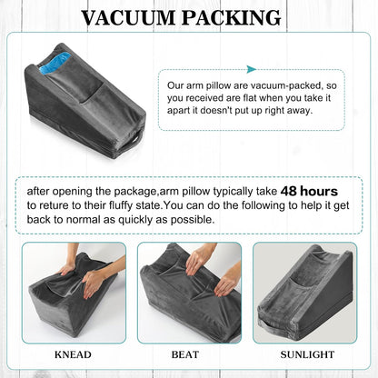 Buryeah Dark Gray Arm Elevation Pillow 2 Pocket, Plush Material