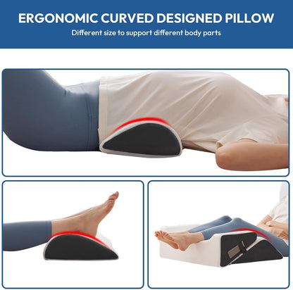 Ahpmeoa 6PCS Wedge Pillow Set for After Surgery, Back Pillow for Bed Sitting Up, Orthopedic Bed Wedge for Body, Leg Pain Relief, Memory Foam Pillow for Post Surgery, Sleeping, Acid Reflux, Plush Grey