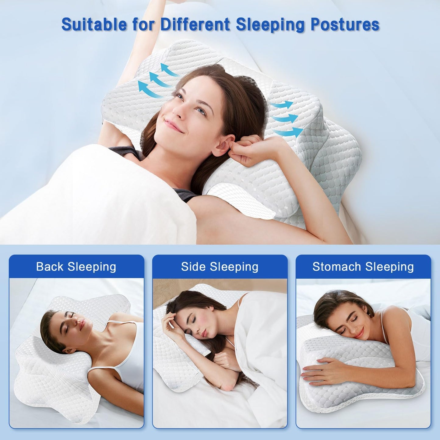 Pain Relief Cervical Pillow for Neck Support, Adjustable Ergonomic Pillow | Cozy Sleeping, Odorless Orthopedic Memory Foam Pillow, Contour Bed Pillow for Side Back Stomach Sleeper