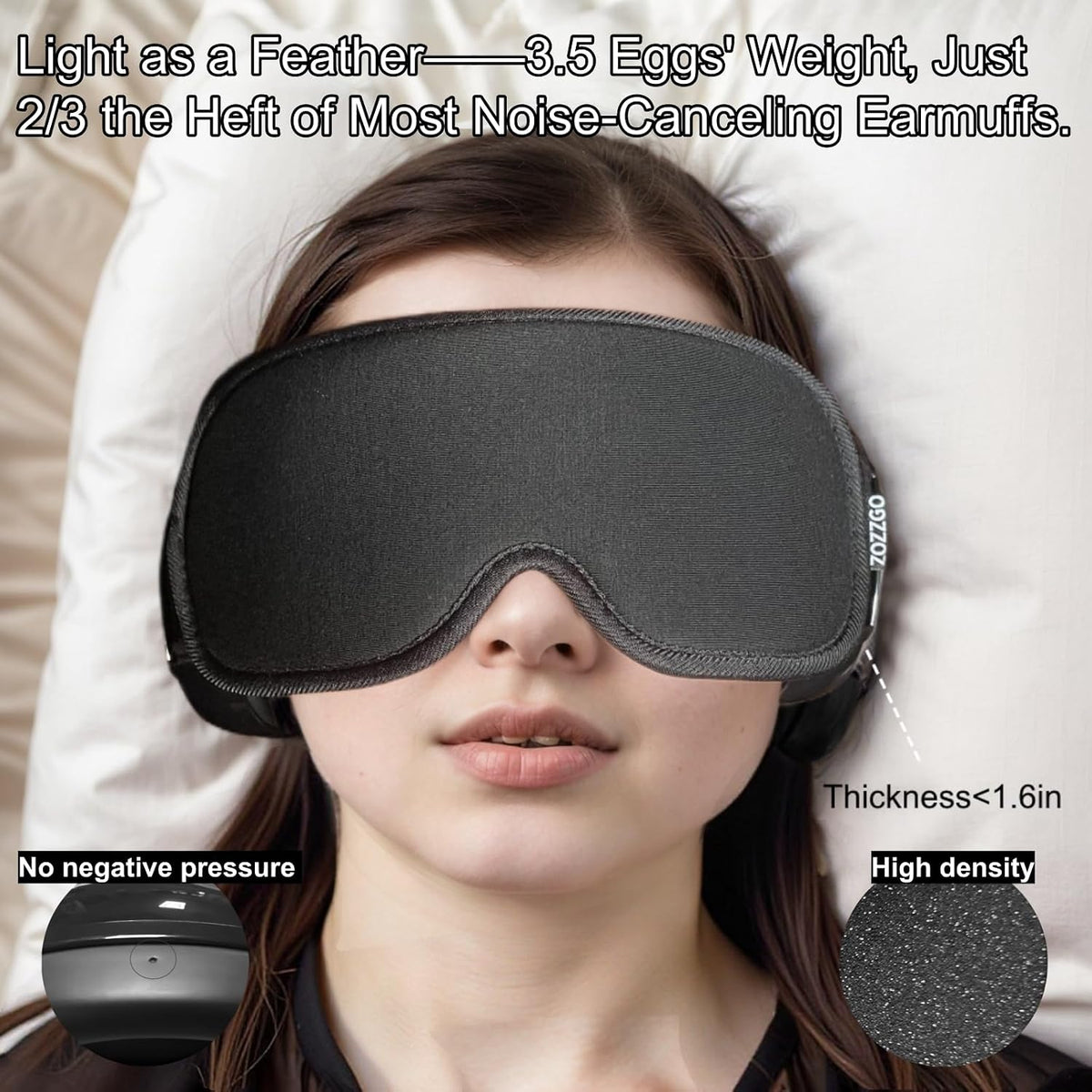 Noise Reduction Ear Muffs Eye Mask for Sleeping Set, Noise Cancelling Earmuffs 3D Light Blocking Sleep Mask Set