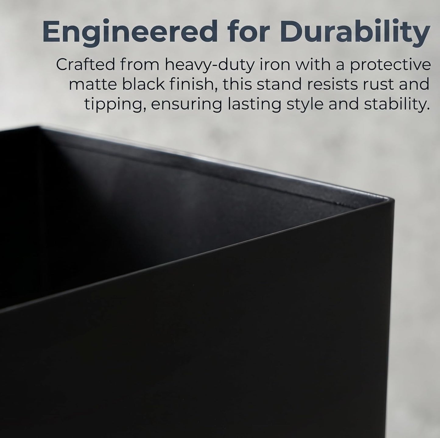 BEWBBAT Umbrella Stand Rack for Entryway, Black Square Metal Umbrella Holder, Free Standing Umbrella Storage Organizer Bin with for Home Office Hotel Decor, 6 x 6 x 17 Inch, Hold 6 Umbrellas