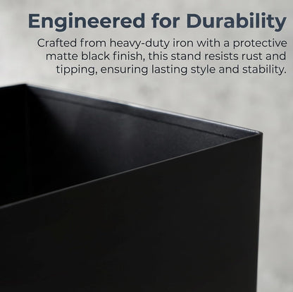 BEWBBAT Umbrella Stand Rack for Entryway, Black Square Metal Umbrella Holder, Free Standing Umbrella Storage Organizer Bin with for Home Office Hotel Decor, 6 x 6 x 17 Inch, Hold 6 Umbrellas