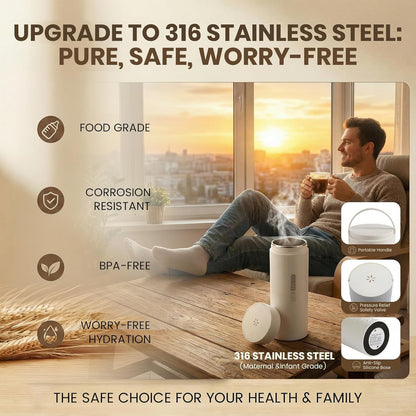 Portable Electric Kettle （120V）, Travel Tea Kettle, 316 Stainless Steel Premium Liner, 4-speed Temperature Adjustment with Auto Shut-off and Boil-Off Protection black