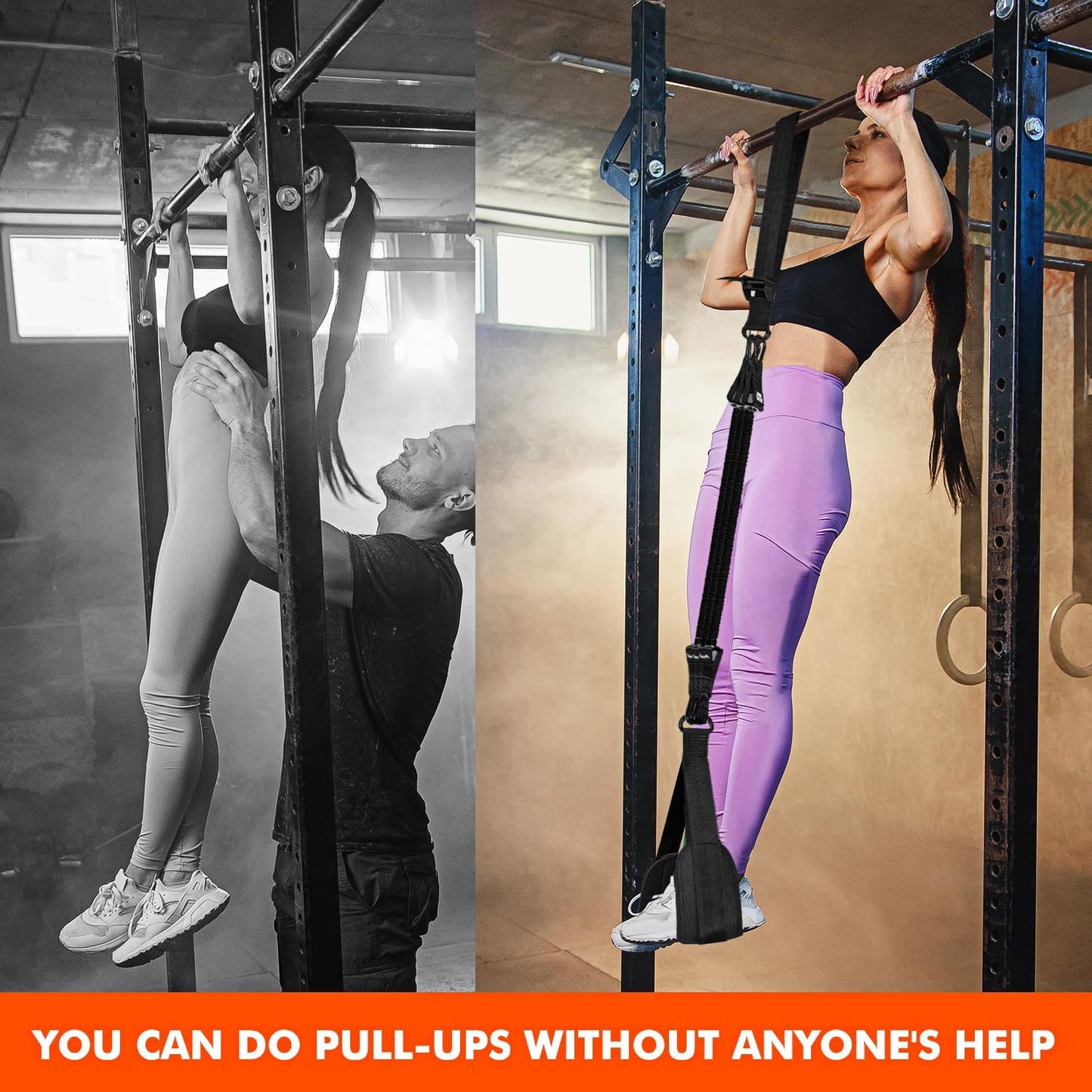 HPYGN Two Foots Pull Up Assistance Bands, Heavy Duty Resistance Band for Pull Up Bar, Adjustable Weight/Size with Fabric Feet/Knee Rest, Bands for Pull Up Assist for Strength Training, Pull Up