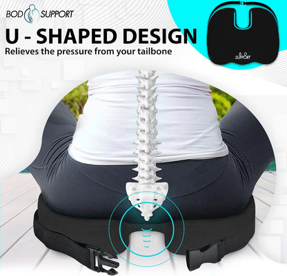Seat Cushion with Straps - Seat Cushions for Office Chairs, Car Seat Cushion for Tailbone Pain Relief Cushion Design to Relieve Sciatica Coccyx Design from Prolonged Sitting (Grey)