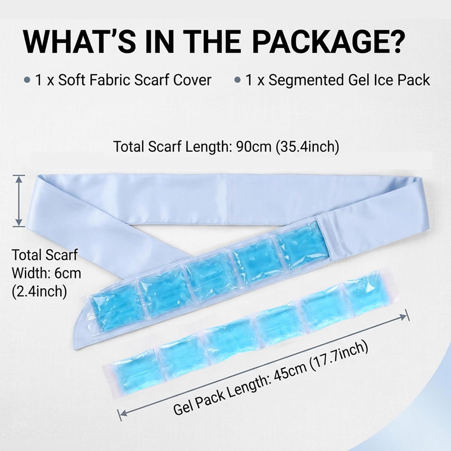 Cooling Towel with Soft Gel Ice Pack Inserts |Gel Ice Packs Reusable - Multi Purpose Compression Wrap - Neck, Legs, Arms, Shoulders - Ideal for Post Surgery, Migraines, Hiking and Injuries (Blue)