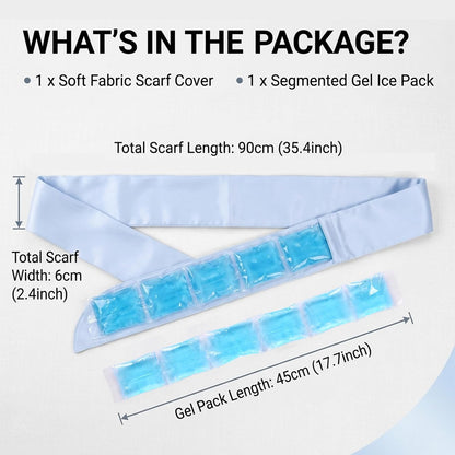 Cooling Towel with Soft Gel Ice Pack Inserts |Gel Ice Packs Reusable - Multi Purpose Compression Wrap - Neck, Legs, Arms, Shoulders - Ideal for Post Surgery, Migraines, Hiking and Injuries (Blue)